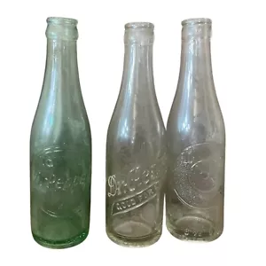 Vintage Lot of 3 Dr Pepper Bottles 2 Good For Life Clear Bottles 1 Green Bottle - Picture 1 of 6