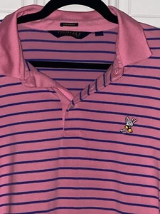 Mens XL Polo Golf Ralph Lauren Pink Striped Golf Shirt NWOT - Foto 1 di 8