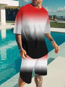 Men's Spring Summer Outfit 2-Piece Set Short Sleeve Shirt & Shorts Set 4XL BIG - Picture 1 of 7