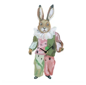 Nathalie Lete! Die Cut Shaped Wall Clock! Dressed Rabbit! Brand New Release! - Picture 1 of 5