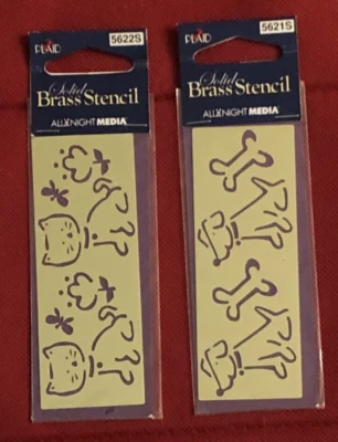 LOTE DE 2 GATOS, PERROS 5621 5622S Plantillas Borde Latón Sólido Medios Toda la Noche a Cuadros Foto 1 de 2