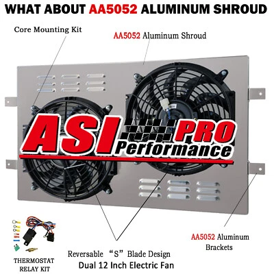 ALUMINUM SHROUD w/ DUAL FANS FITS 1988-1999 CHEVY GMC C/K 1500 2500/ 3500 5.7L Foto 1 de 4