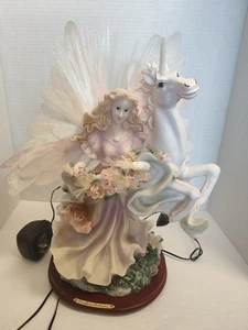 Fiber Optic Angel W/ Unicorn Lamp Figurine 15" With Base Ray Chia Collection - Picture 1 of 16