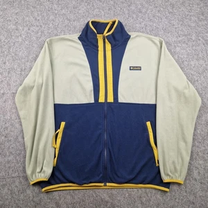 Columbia Fleece Mens Extra Large Beige Blue Jacket Sweater Hiking Walking Trek - Picture 1 of 11