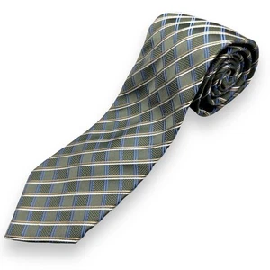 Tasso Elba Mens Silk Neck Tie Checked Pattern Hand Made 58 Inches - Picture 1 of 11