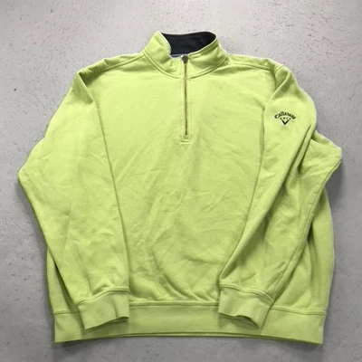 复古 Callaway 高尔夫运动衫男式大号绿色 1/4 25 美分拉链羊毛 90 年代 — 第 1/4 张图片