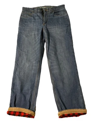 Pantalones de mezclilla forrados de franela flexible doble salón de baile Duluth Trading para hombre ajuste estándar 32x30 Foto 1 de 4