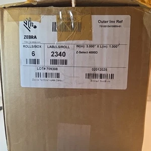NEW OEM - Zebra Z-Select Labels 3"x1" 2340 per roll, 6 rolls - 10010043 - Picture 1 of 2