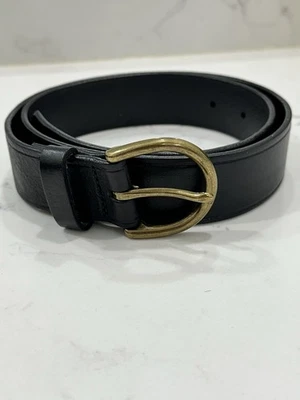 Madewell Genuine Italian Leather Black Belt With Gold Buckle Size XS - Image 1 of 3