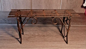 Decorative Small Iron Bench Barbie Size Metal Black - Picture 1 of 11