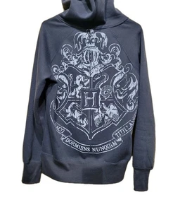 Harry Potter Hogwarts Graphic Hoodie Crest Logo Woman’s Size Large Gray - Picture 1 of 7