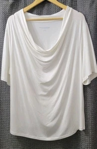 Top de manga corta blanco Soft Surroundings cuello capucha napolitano talla grande 2X - Imagen 1 de 3