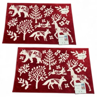 "Juego de alfombras de baño de renos de Navidad Martha Stewart 2 piezas rojas 20x32"" decoración navideña" Foto 1 de 4