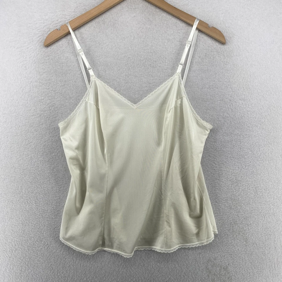 Camisola VANITY FAIR 36/42 Correas Ajustables Borde de Encaje De Colección Blanca EE. UU. Foto 1 de 4