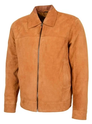 Vintage Handmade Suede Leather Jacket/ Soft Real Leather Trucker Jacket Brown - Image 1 of 3