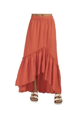 Trina Turk вне офиса льняной ассиметричный оборкой кромки юбка оранжевый размер L - Изображение 1 из 4