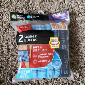 Hanes Herren Boxershorts ohne Etikett 2er Pack - Wählen Sie Ihre Größe S - 2XL - Brandneu - Bild 1 von 17