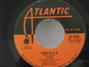 YES,Atlantic 2899, "AMERICA",US,7" 45,1972 prog rock classic, Mint- - Picture 1 of 2