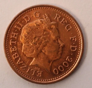 2000 Great Britain One Penny Queen Elizabeth II 20.32mm KM# 986 - Picture 1 of 2