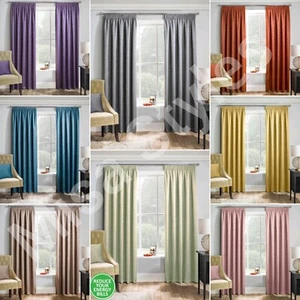 MATRIX PLAIN THERMAL WOVEN BLOCK OUT LINED CURTAINS 3" PENCIL PLEAT TAPE TOP - Picture 1 of 39