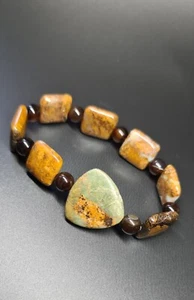 Natural Ocean Jasper With Coffee Agate Beaded Bracelet - Picture 1 of 12