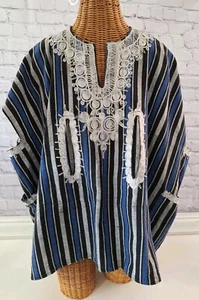 VTG Unisex BATAKARI SHIRT, Black, Blue, Embroidered, - Picture 1 of 11
