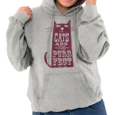 Cats Are Purrfect Crazy Cat Lady Cute Gift Womens Hooded Sweatshirts Hoodies - Image 1 of 4