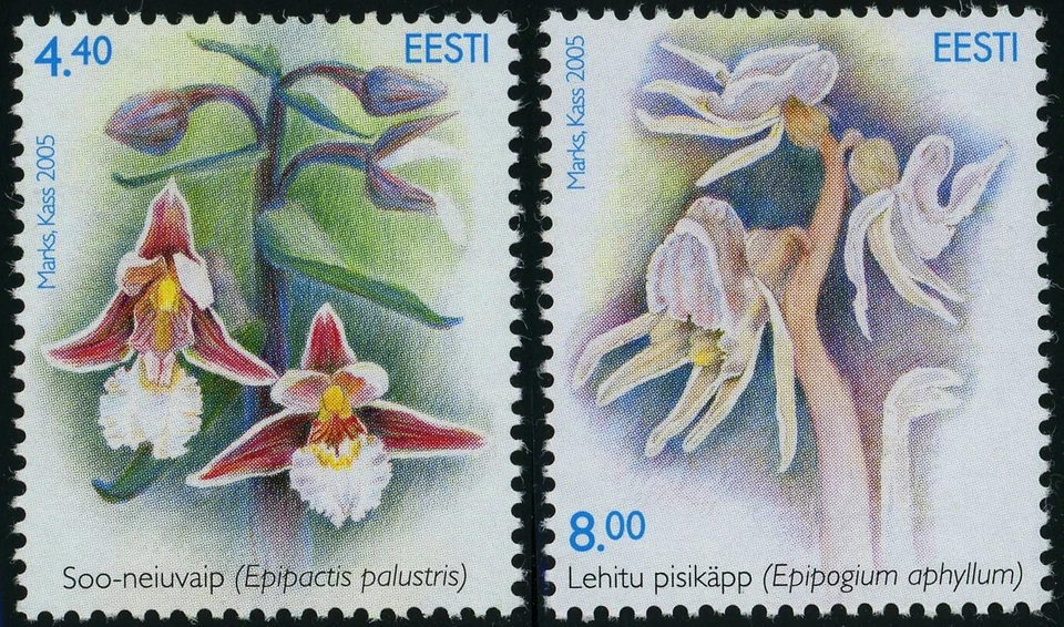 Estampillas postales Estonia #515-516 flores orquídeas 2005 Eesti MLH Foto 1 de 1
