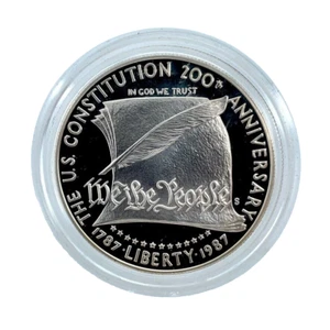 1987-S $1 Constitution Bicentennial Silver Proof Commemorative Dollar in Capsule - Picture 1 of 4