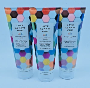 3 BATH & BODY WORKS LOVE ALWAYS WINS ULTIMATE HYDRATION BODY CREAM 8 oz NEW - Picture 1 of 13