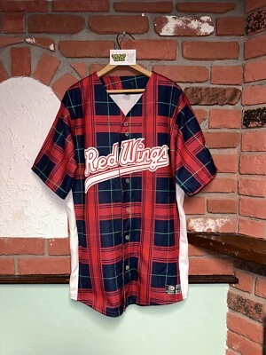 Camiseta deportiva vintage OT auténtica Rochester Red Wings roja a cuadros usada #4 Foto 1 de 4