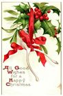 Vtg Antique Christmas Postcard Wishbone International Art Pub. Co. Posted 1908
