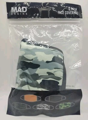 Paquete de 5 mascarillas faciales combinadas de poliéster camufladas en varios colores, mantente elegante y segura Foto 1 de 4