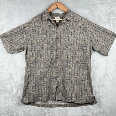 L.L. Bean Button Up Shirt Mens XL Tall S/S Brown Aztec Print Tribal Cotton - Image 1 of 4