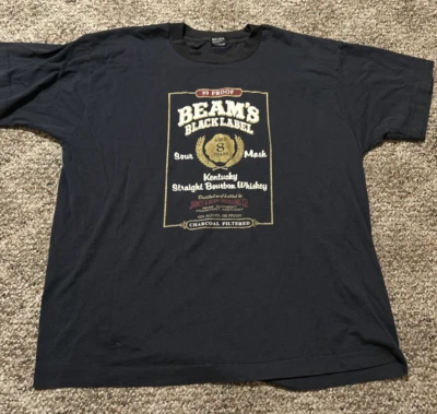 VINTAGE Jim Beam Beam's Black Label Bourbon Whiskey T-Shirt X Large Screen Stars - Image 1 of 4