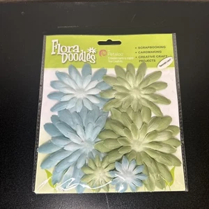 PETALOO FLORA DOODLES PAPER MINI DELPHINIUM FLOWERS BLUE/GREEN - Picture 1 of 2