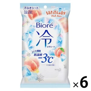 KAO  BIORE Cool Sheet Body Wipes Deodorant Peach Scent 6 Pack Set Japan New - Picture 1 of 5