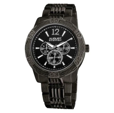 August Steiner AS0858BK Men's Quartz Sport Multifunction Black Bracelet   - Image 1 of 4
