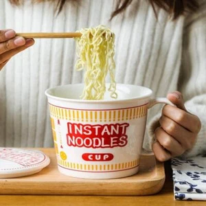 Ceramic Instant Noodles Cup with Lid - Picture 1 of 40