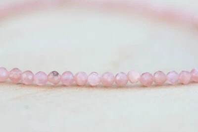 Pulsera elástica de cuentas pequeñas redondas facetadas ópalo rosa genuino 6-9" niñas mujer Foto 1 de 4