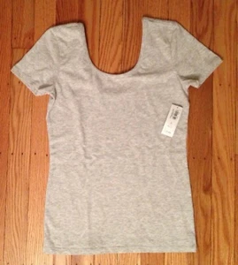 NWT Girl's Old Navy Gray Short Sleeve Scoop Neck Ballet Top - Size M 8 - Picture 1 of 4