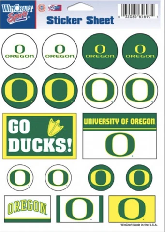 UNIVERSITY OF OREGON DUCKS STICKER SHEET 17 STICKERS FOR PROJECT LAPTOP BACKPACK Cover
