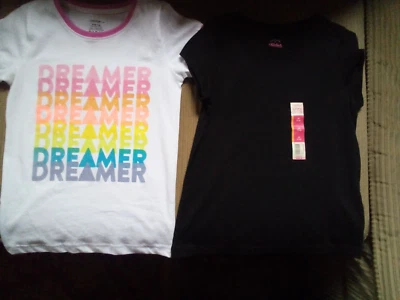 Girls Tops Size m (7-8)  White,  S/Sleeve  w/ DREAMER, Black Solid   NWT - Image 1 of 4