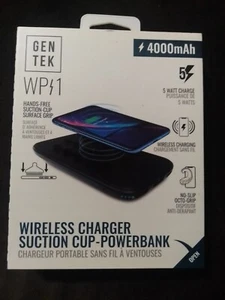 Gen Tek 4000 mAh Power Bank  Wireless Charger Suction Hold Phone Or Tablet NEW ! - Picture 1 of 9