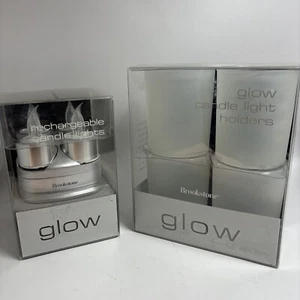 Neu 4er Pack Brookstone GLOW wiederaufladbare Windlichtkerze & Halter - Bild 1 von 7