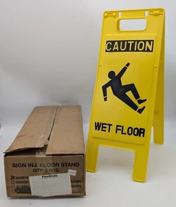 6 Pack New Flex-O-Lite Caution Wet Floor Sign Fold Out Hazard Safety Made in USA - Picture 1 of 5