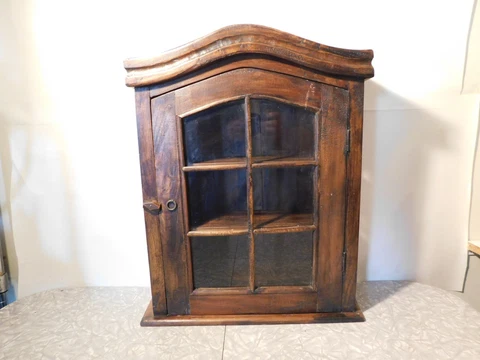 antique wood and glass curio or medicine cabinet Cover
