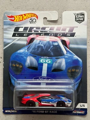 Ford GT 2018 Hot Wheels Premium Circuit Legends 16 Race Car Culture Real Rider Foto 1 de 4