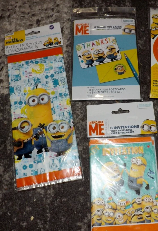 NEW LOT of MINIONS Despicable me birthday party supplies thank you invitations + - Image 1 of 1