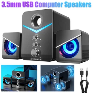 Computer Speakers Stereo Bass Sound USB 2.1 Channel USB Wired for Laptop Desktop - Picture 1 of 8